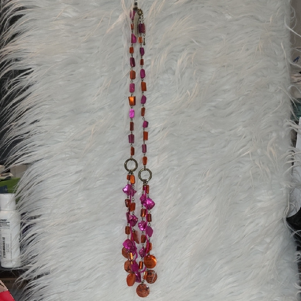 Elegant Pink and Orange Beaded Necklace
